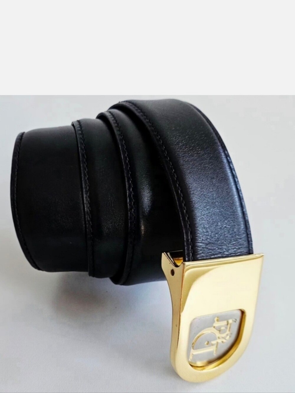 Dior Black & Navy Blue Reversible Leather Belt